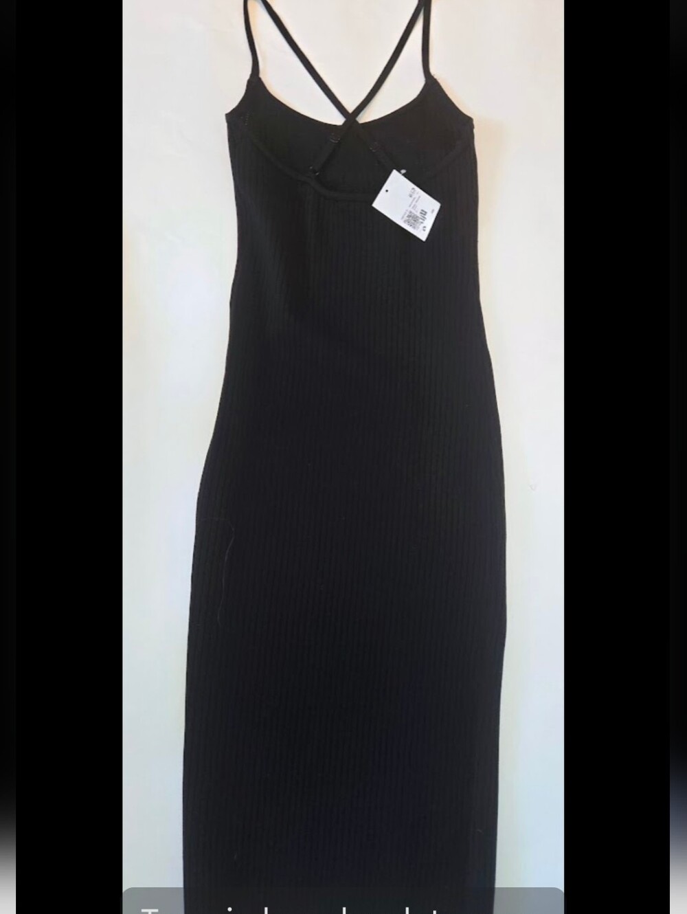 Forever 21 Black Ribbed Midi Slip Dress Womens Size M - Picture 2 of 11